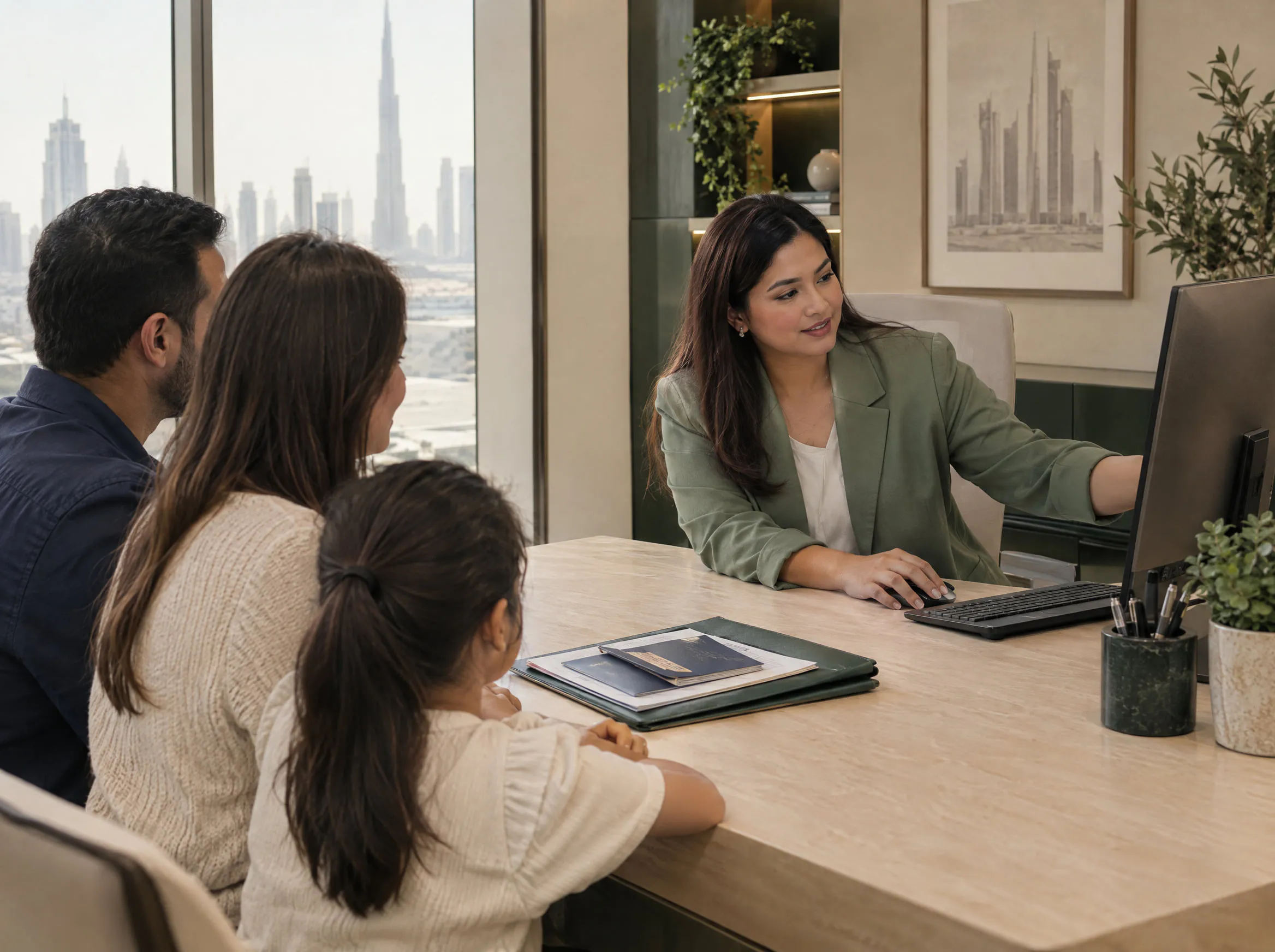 A consultant arranging flights for a relocating family with approved visa documents